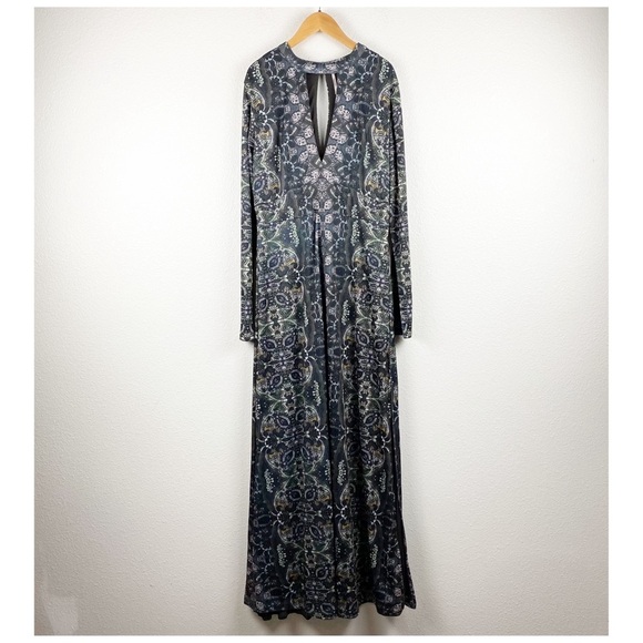 Free People Cabaret Long Sleeve Maxi Dress Dark Combo‎ Size Large - Picture 4 of 14